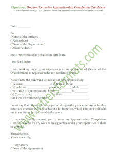 request letter for internship completion certificate
