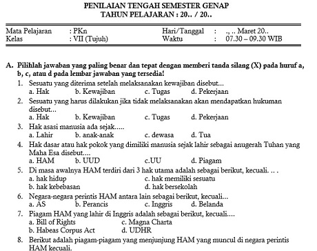 Download Contoh Soal PTS PKn Kelas 7 Semester 2 Kurikulum ...