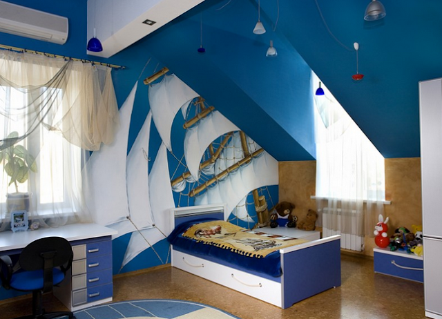 Kamar Tidur Anak Perempuan Minimalis Warna Biru