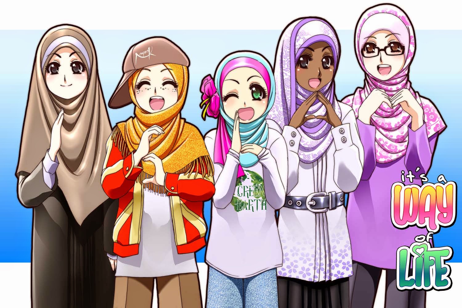 Gambar Kartun Muslimah 5 Orang Kantor Meme