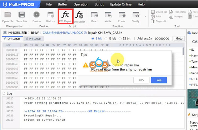 Xhorse Multi Prog Script Function to Fix BMW CAS4 KM 6
