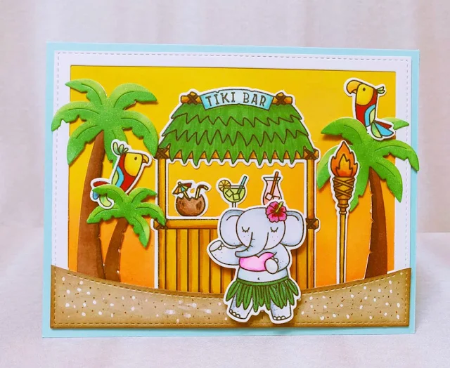 Sunny Studio Stamps: Tiki Time Customer Card by Joanne Marie Travis