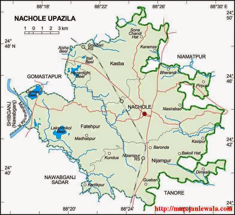 nachole  upazila map of bangladesh