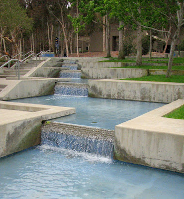 This is the upper portion of a fountain at UCSD near the Price Center (the 