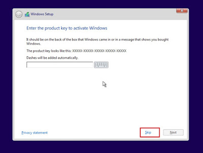 skip windows activation key