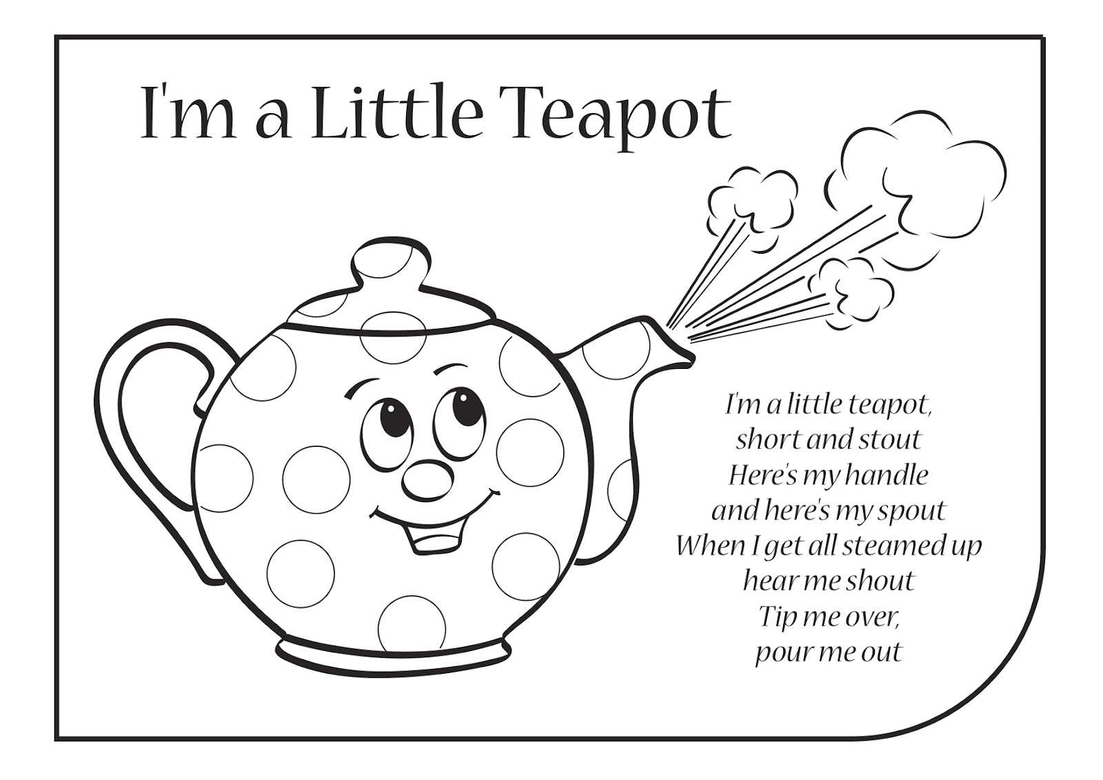 I Am A Little Teapot Coloring Pages