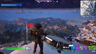 Black Manta stands at the top of Superior Summit in Fortnite.