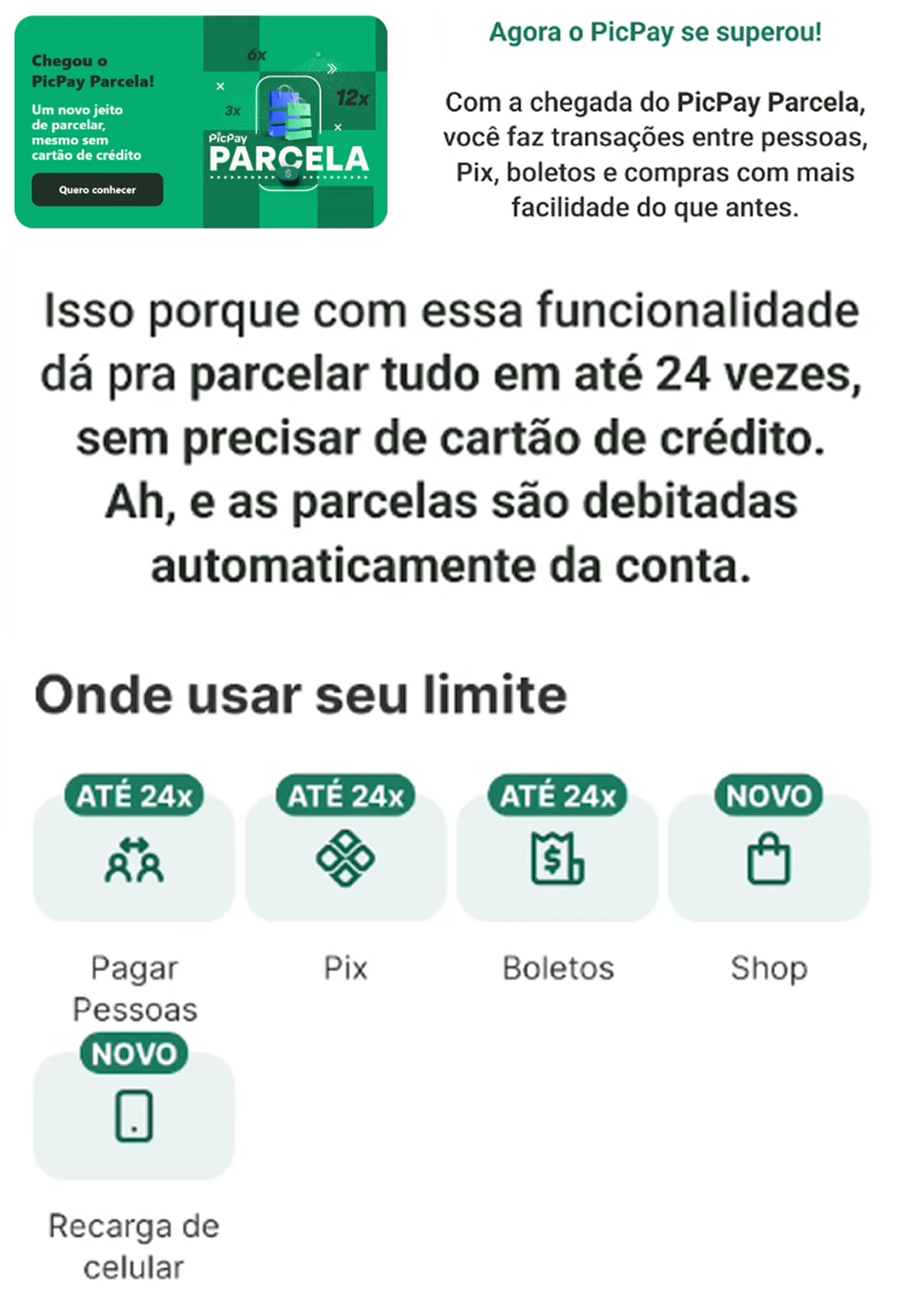 PicPay APROVA limite para usar sem o cartão de crédito, confira como funciona.