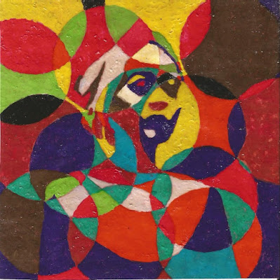 Multi colour cubism African painting of a woman