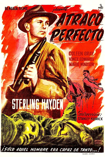 ATRACO PERFECTO. Cartel: 70 x 100 cms. España. Arte: Balonga Cassar. Imprenta: Rumbo, Madrid. ATRACO PERFECTO. The Killing. 1956. Estados Unidos. Dirección: Stanley Kubrick. Reparto: Sterling Hayden, Coleen Gray, Vince Edwards, Jay C. Flippen, Marie Windsor, Ted de Corsia, Elisha Cook Jr., Joe Sawyer, Timothy Carey, Jay Adler, Joe Turkel, Kola Kwariani, James Edwards, Tito Vuolo, Cecil Elliott, Dorothy Adams, Herbert Ellis, Mary Carroll.