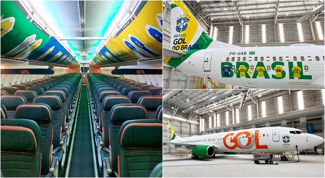 AÉREAS: GOL cria arte especial e decora aeronave em homenagem às conquistas da Seleção Brasileira