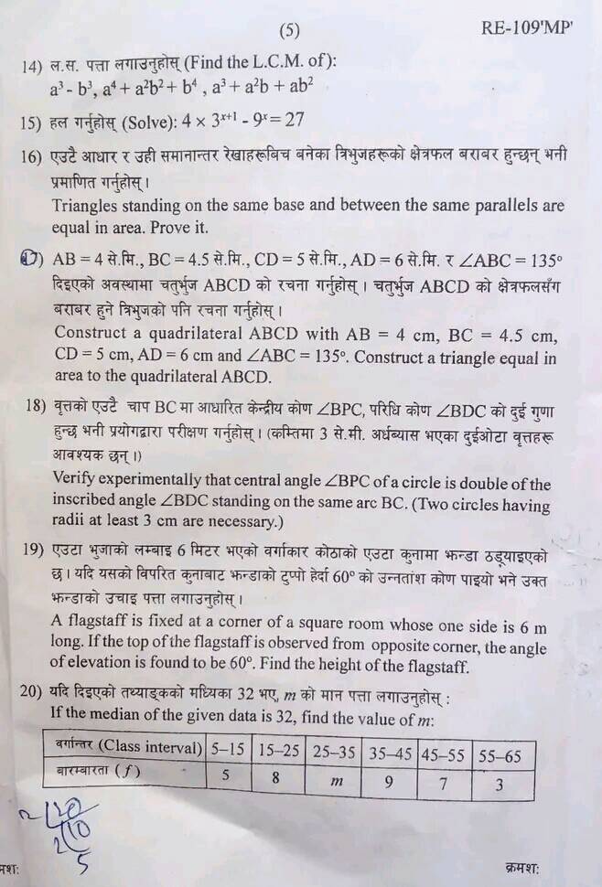 SEE Math Board Exam Question Paper Set | Province 2 Madhesh