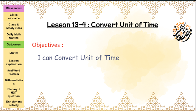 حل درس Convert Unit of Time الرياضيات المتكاملة الصف الرابع