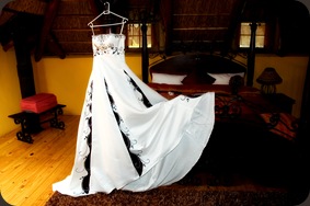 Wedding dress on coat hanger - Joretha Taljaard Wedding Photography