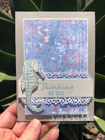 scissorspapercard, Stampin' Up!, Just Add Ink, Seaside Notions, Subtle 3DEF, Ornate Layers Dies, Woven Threads DSP