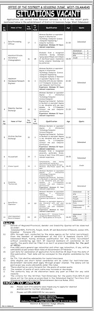 District & Session Judge West-Islamabad Jobs 2023