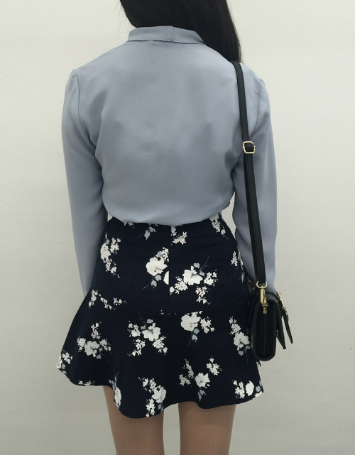 Floral Print Banded Waist Skirt