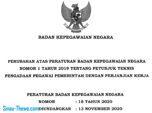 Peraturan BKN Nomor 18 Tahun 2020 Tentang Petunjuk Teknis PPPK - Sinau