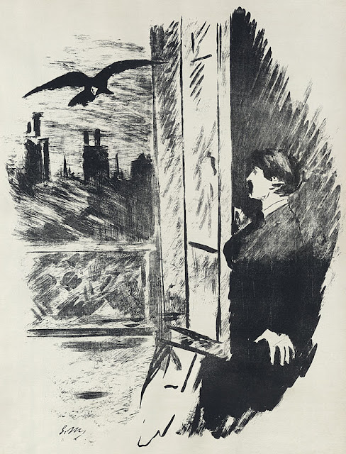 Lithograph for a 1875 French edition of “The Raven.
