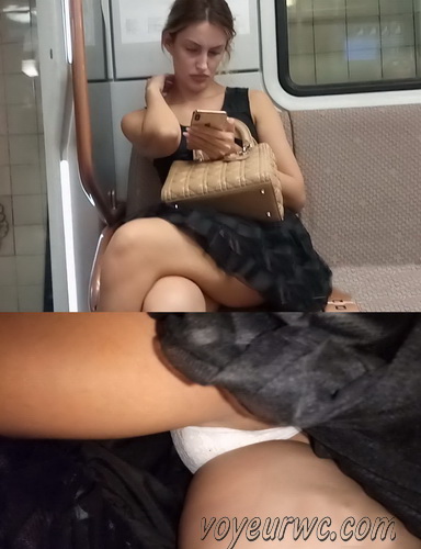 Upskirts N 3297-3309 (Upskirt voyeur videos with girls teasing with their butts on the escalator)