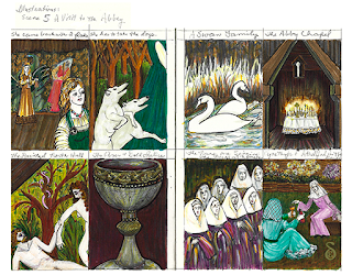 sketchbook illustrations from the text of Courting Trouble by Elaine Drew