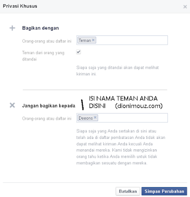 Cara Agar Status Facebook Tidak Bisa Dilihat oleh Seorang Teman yang kita inginkan