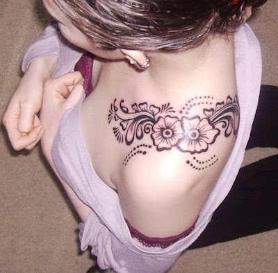 Flower Tattoo Design on Girls Shoulder 
