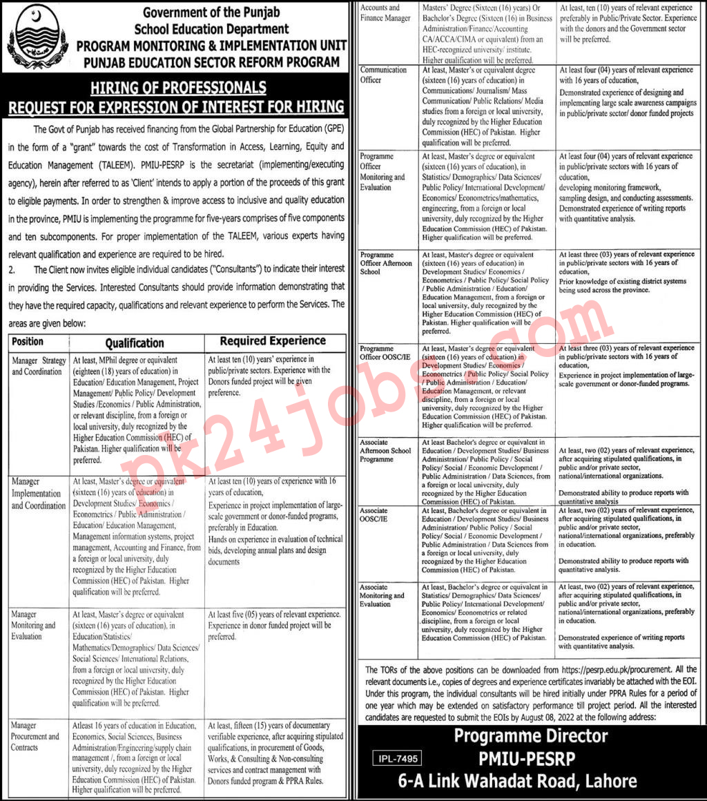 Education Department Jobs 2022 – Today Jobs 2022