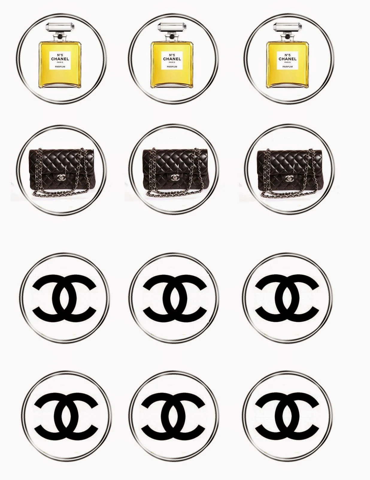 Chanel Free Printable Toppers, Labels, Stickers or Bottle Caps.