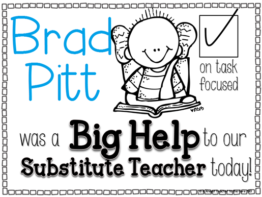 Sub Helper Notes- Leave this series of 4 notes for your sub to hand out at the end of the day for the kids who helped her most