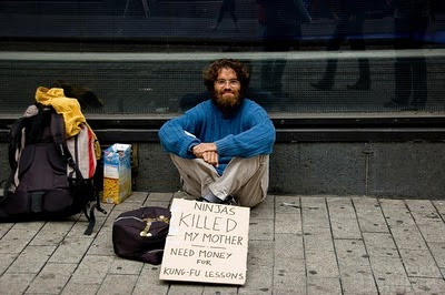 Funny Beggars With Funny Signs