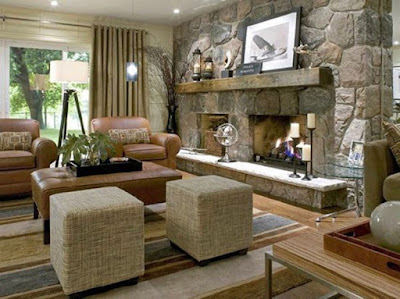 natural stone fireplace living room