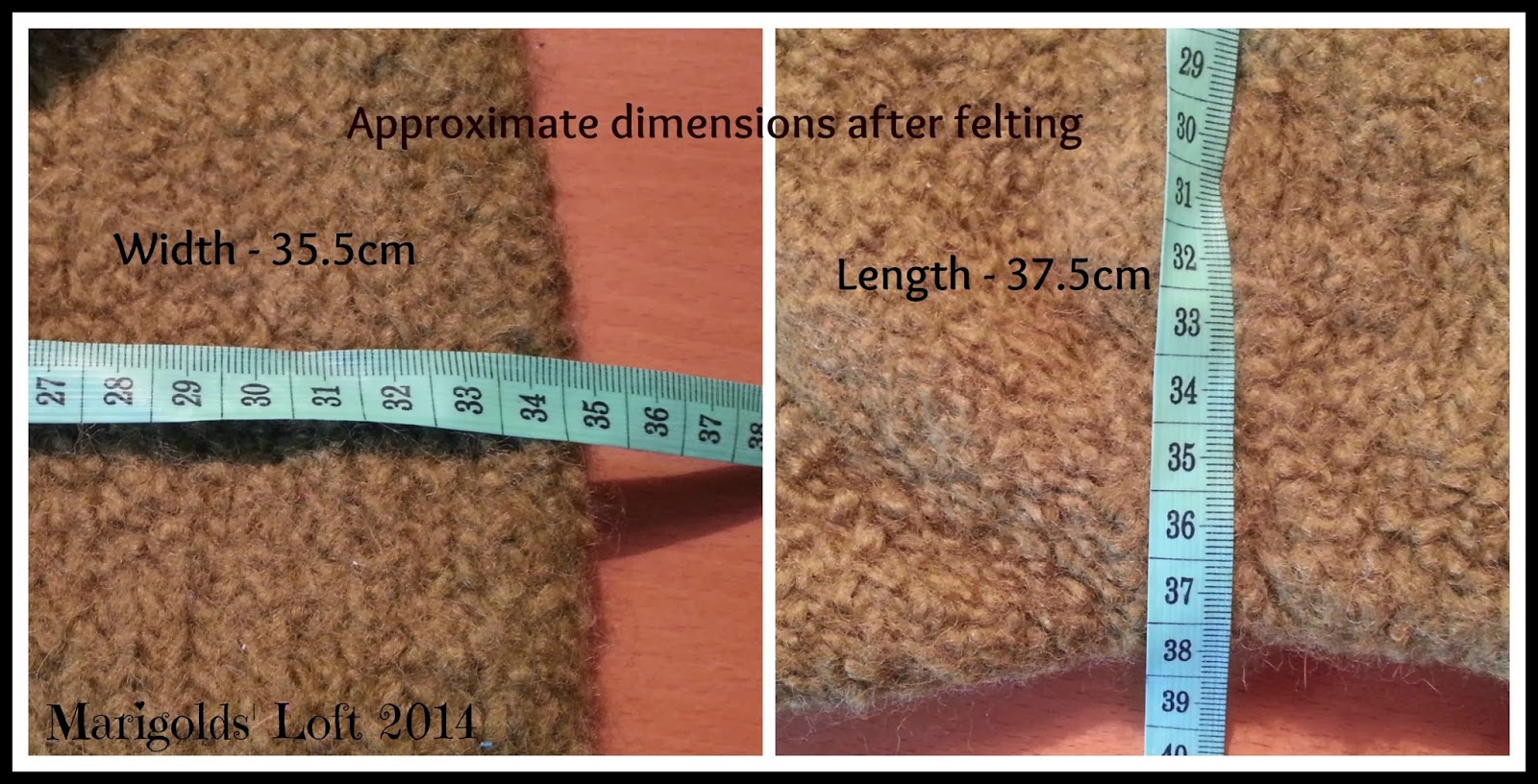 felting bag dimesnions