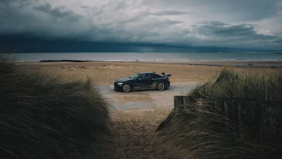 Beach, Car, Sand, Storm, Clouds, Horizon