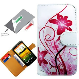 Pink Floral Book Flip Case Cover Pouch Wallet Pocket Skin For HTC One 1X