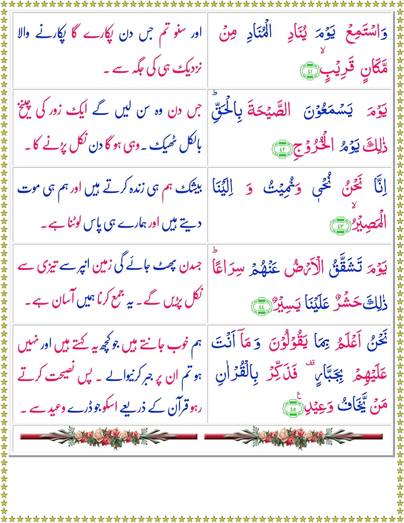 Quran,Quran with Urdu Translation,Surah Qaf with Urdu Translation,