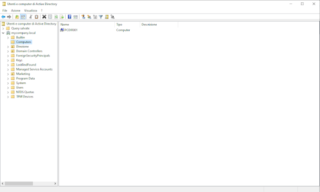 Computer aggiunto in Active Directory