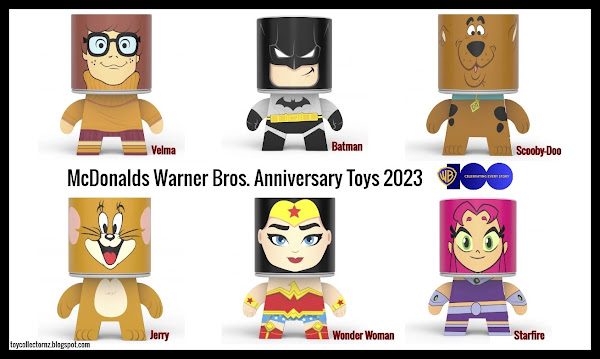 McDonalds Warner Bros Anniversary Happy Meal Toys 2023 velma, batman, scooby-doo, jerry, wonder woman, starfire