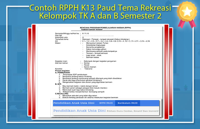 Contoh RPPH K13 Paud Tema Rekreasi