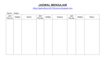 Format Jadwal Mengajar Buku Kerja Guru 3