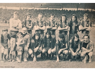 Once inicial del Fútbol Club BArcelona en su primera visita al estadio Helmántico en la temporada 1974-1975