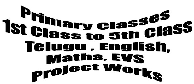 Primary Classes 1st Class to 5th Class Telugu , English, Maths, EVS Project Works