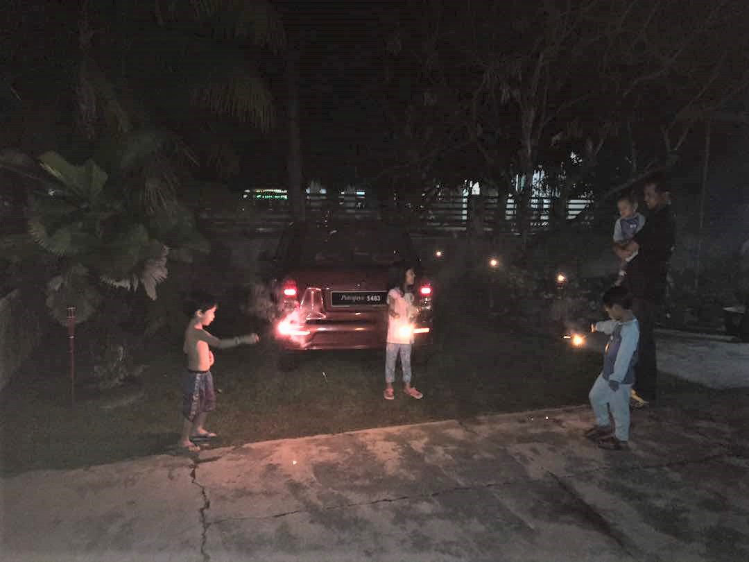  Playing Sparklers On Last Night Before Eid