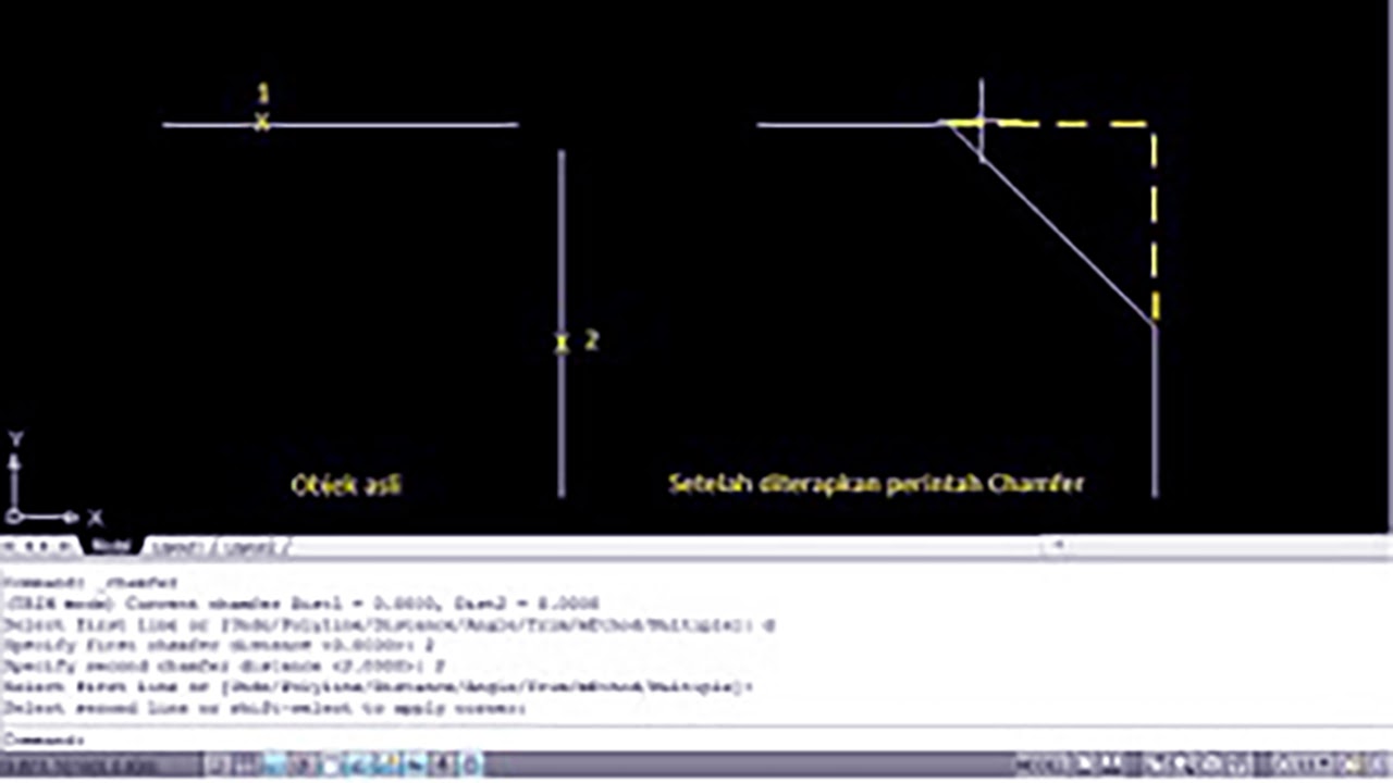 MEMBUAT SUDUT TUMPUL DENGAN PERINTAH CHAMFER