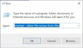 Run dialog box opening Edge to allow file access from files