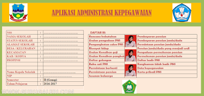 Aplikasi Administrasi Data Pegawai, Guru dan Kepala Sekolah Format Excel