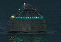 Bubbleboat floating UFO visits McCovey Cove