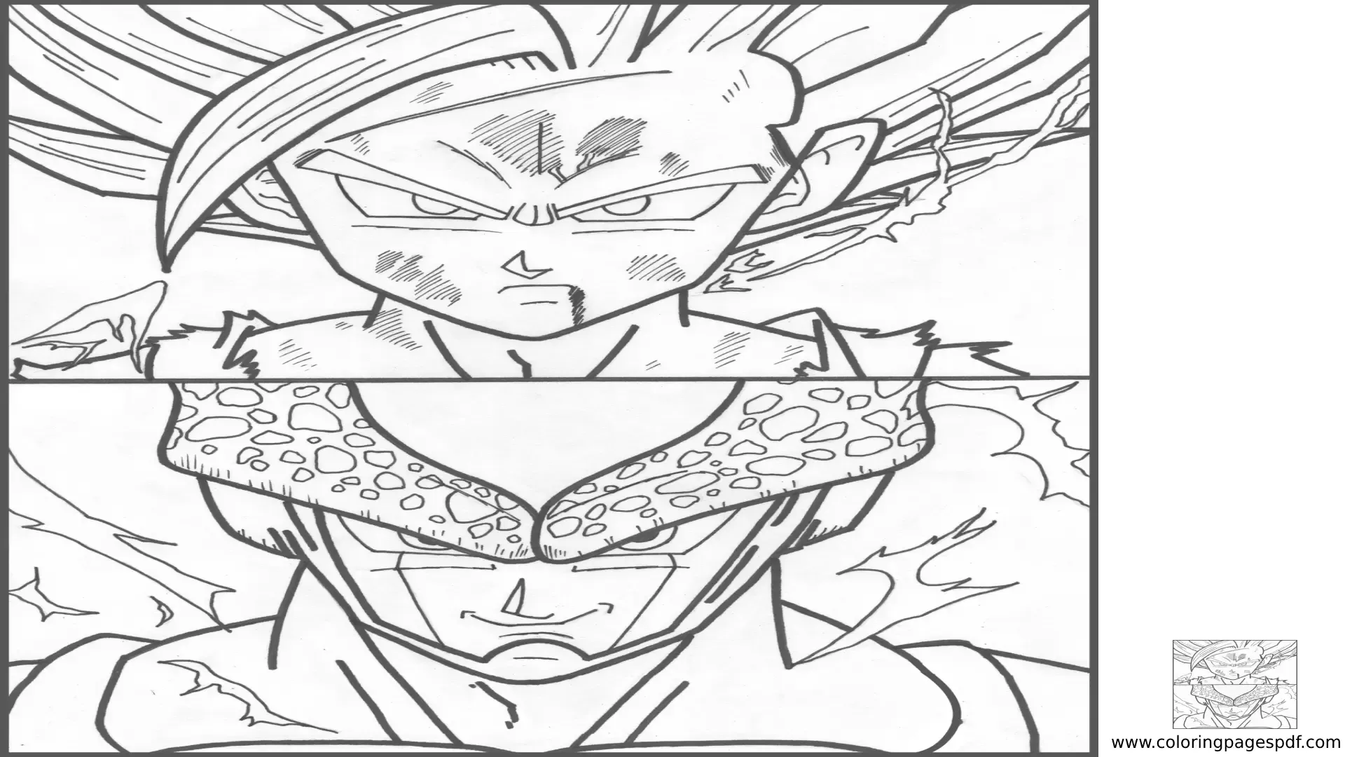 Coloring Page Of Gohan SSJ2 Vs Perfect Cell