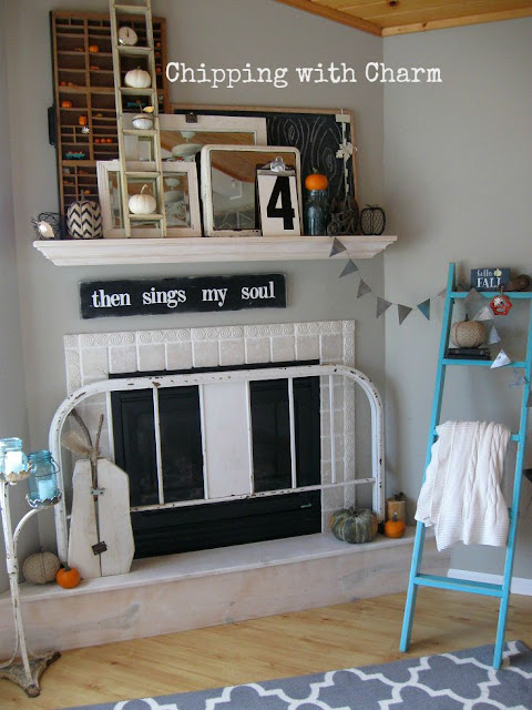 Chipping with Charm: Fall Mantel Details...www.chippingwithcharm.blogspot.com