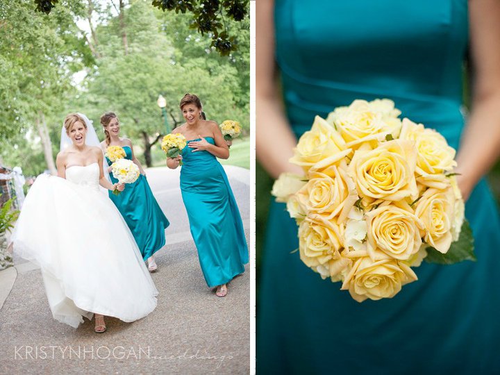 yellow and teal wedding